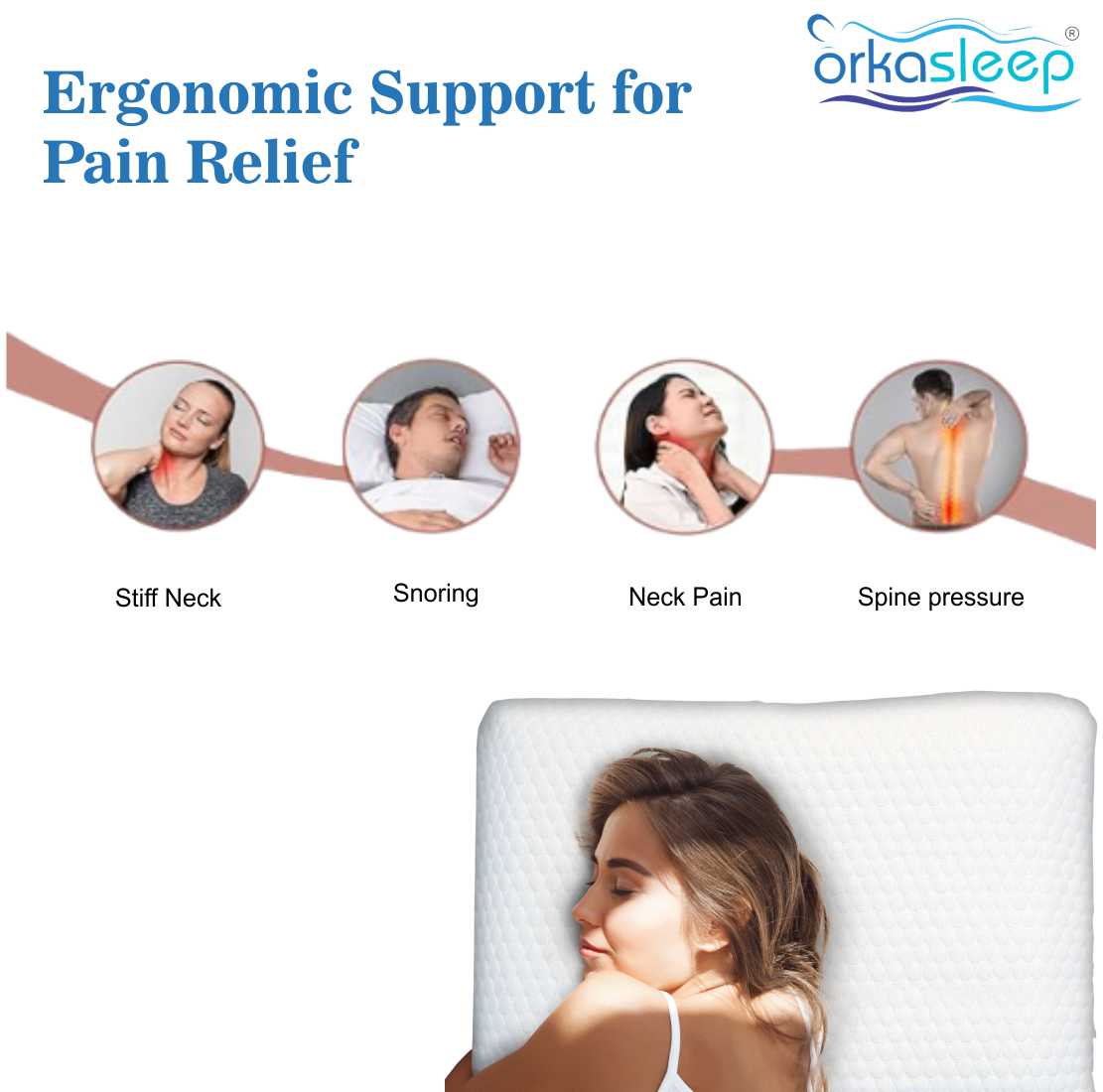 Orkasleep Sunrise Rectangular Orthopedic Neck Support Pillow for Sleeping & Shoulder Pain Memory Foam Solid Sleeping Pillow Pack of 1 view 4